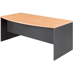 OM BOW FRONT DESK W1800 x D900/750 x H720mm Beech Charcoal (Freight Applies)