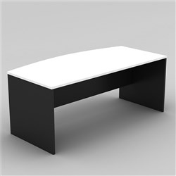 OM Classic Bow Front Desk 720Hx2100Wx900/750mmD White and Charcoal (Freight Applies)