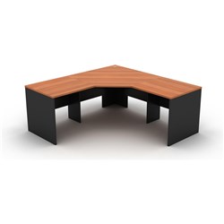 OM Classic 3 Piece Corner Desk 1500Wx1500Wx600mmD Cherry and Charcoal (Freight Applies)