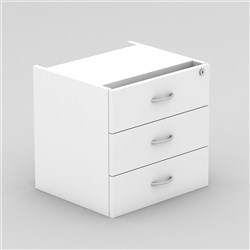 OM Classic Fixed Pedestal 450Hx464Wx400mmD 3 Drawer All White (Freight Applies)