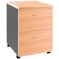 OM MOBILE PEDESTAL 2Filing Drawers Beech Charcoal (Freight Applies)