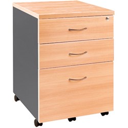 OMMobilePedestal 1 Filing 2 Stationary Drawers Beech Charcoal (Freight Applies)