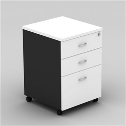 OM Classic Mobile Pedestal 1Filing2StationeryDrawer White &Charcoal (Freight Applies)