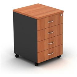 OM Classic Mobile Pedestal 4 Stationery Drawers Cherry& Charcoal (Freight Applies)