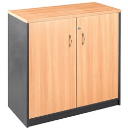 OM STATIONERY CUPBOARD W900 x D450 x H720mm Beech Charcoal (Freight Applies)