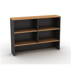 OM Classic Desk Hutch 1080Hx1350Wx325mmD 4 Shelf Beech&Charcoal Freight Applies