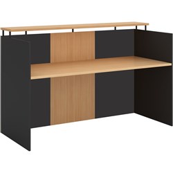 OM Classic Reception Counter Desk 1100Hx1800Wx750mmD Beech and Charcoal