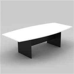 OM Classic BoardroomTable Boat 720Hx2400Wx1200mmD Shaped Top White&Charcoal Freight Applies