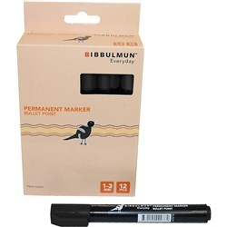 Bibbulmun 270 Permanent Marker Bullet 1-3mm Black Box 12