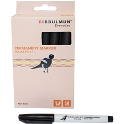 Bibbulmun 100 Permanent Marker Bullet 1-2mm Black Box 12