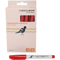 Bibbulmun 100 Permanent Marker Bullet 1-2mm Red Box 12