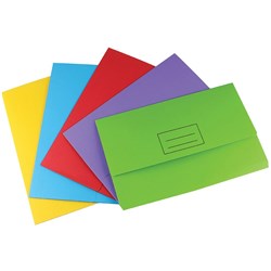 Stat Document Wallet Foolscap Manilla 30mm Gusset Assorted Pack 25