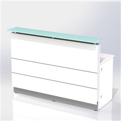 POLARIS RECEPTION COUNTER W 1500 x D 805 X H 1120mm Gloss White (Freight Applies)