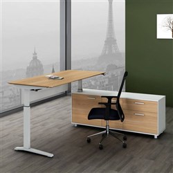 POTENZA EXECUTIVE DESK W2000xD1820xH750-1100mm White/ Virginia Walnut FreightApplies