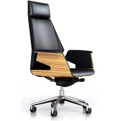 NOVARA EXECUTIVE CHAIR W 790 x D 615 x H 1225-1325mm BlackZebrano (Freight Applies)