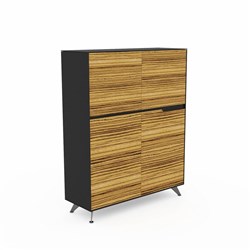 NOVARA CABINET W 1244 x D 425 x H 1750mm Zebrano/Black (FreightApplies)