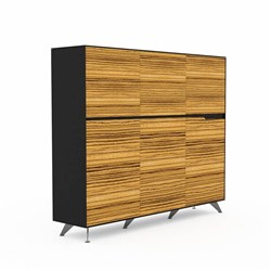 NOVARA CABINET W 1825 x D 425 x H 1550mm Zebrano/Black (FreightApplies)