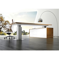 EVOLUTION DESK Neutral W 2280 x D 2100 x H 740-1200mm Zebrano/White (FreightApplies)