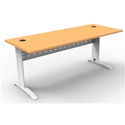 Rapid Span Open Straight Desk 1800Wx700mmD Modesty Panel Wit h Beech Top White Steel Frame