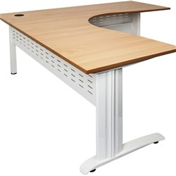 Rapid Span Cockpit Corner Desk 1500Wx1500Wx700mmD Beech Top White Steel Frame