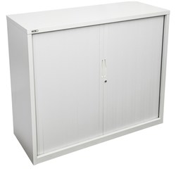 Rapidline GO Tambour Door Cupboard Includes 2 Shelves 1200W x 473D x 1016mmH White C