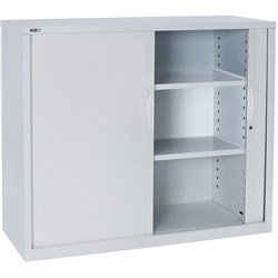 Rapidline GO Tambour Door Cupboard Includes 2 Shelves 900W x 473D x 1016mmH White C