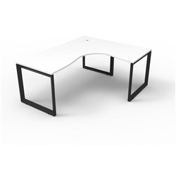 Deluxe Loop Corner Desk 1500Wx1500Wx750D White Top Black Frame