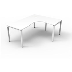 Deluxe Profile Corner Desk 1800Wx1500Wx750D White Top White Frame