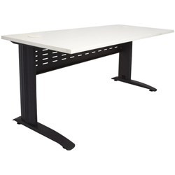 Rapid Span Open Straight Desk 1200Wx700mmD Modesty Panel White Top Black Steel Frame