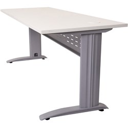 Rapid Span Open Straight Desk 1200Wx700mmD Modesty Panel White Top Silver Steel Frame