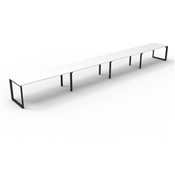 Deluxe Loop Workstation 4 Person No Screen 1500Wx750D White Top Black Single Frame