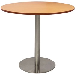 Rapidline Disc Base Round  Table 900D x 755mmH Beech Top Silver Base