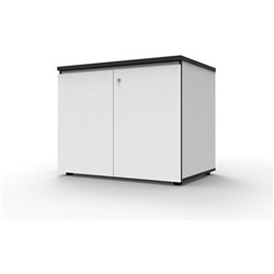 Infinity Swing 2 Door Storage Cupboard 730Hx900Wx600mmD Natural White with Black Edge