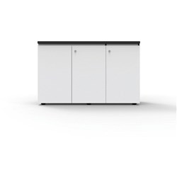 Infinity Swing 3 Door Storage Cupboard 730Hx1200Wx450mmD Natural White with Black Edge