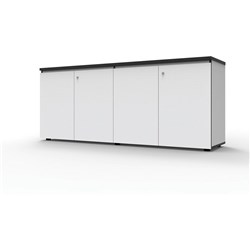 Infinity Swing 4 Door Storage Cupboard 730Hx1800Wx450mmD Natural White with Black Edge