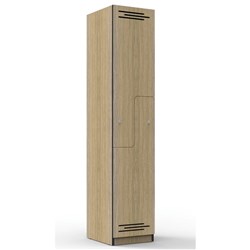 Rapidline Melamine Locker 2 Step Door 380Wx455Dx1850mmH Oak with Black Edging