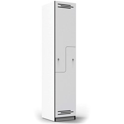 Rapidline Melamine Locker 2 Step Door 380W x 455D x 1850mm H White/Black Edging