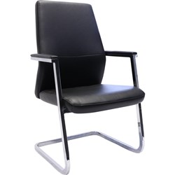 Rapidline CL3000V Slimeline Executive Cantilever Chair Medium Back With Arms Black PU