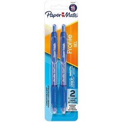 PAPERMATE GEL PEN PROFILE Retractable 0.7mm Blue Pack of 2