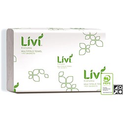 Livi Basics Hand Towel Multifold 1 Ply 200 Sheets 225x230 Box of 20