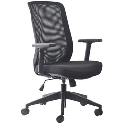 Buro Mondo Gene Task Office Chair W Arms Black Mesh Back & Fabric Seat (Freight Applies)