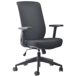 Buro Mondo Gene Task Office Chair With Arms Black Fabric Back & Seat (Freight Applies)