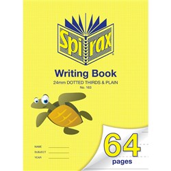 Spirax 163 Writing Book 335 x 240mm 64 Page 24mm Thirds And Plain Project Pkt10