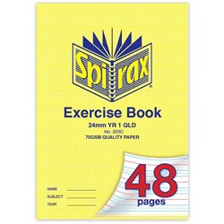 Spirax Exercise Book 203 A4 48 Page Queensland Rulings Year 1 24Mm Pack 20