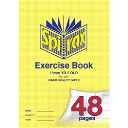 Spirax Exercise Book 204 A4 48 Page Queensland Rulings Year 2 18Mm Pack 20