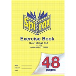 Spirax Exercise Book 205 A4 48 Page Queensland Rulings Year 3/4 12Mm Pack 20