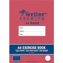 Writer Premium Exercise Book A4 8mm Ruled 64 Pages Pack 20