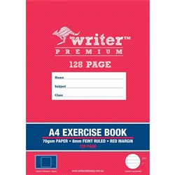 Writer Premium Exercise Book A4 8mm Ruled 128 Pages Pack 10