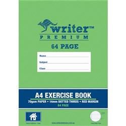 Writer Premium Exercise Book A4 14mm Dotted Thirds 64 Pages Pack 20