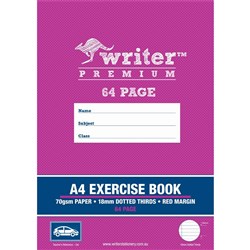 Writer Premium Exercise Book A4 18mm Dotted Thirds 64 Pages Pack 20